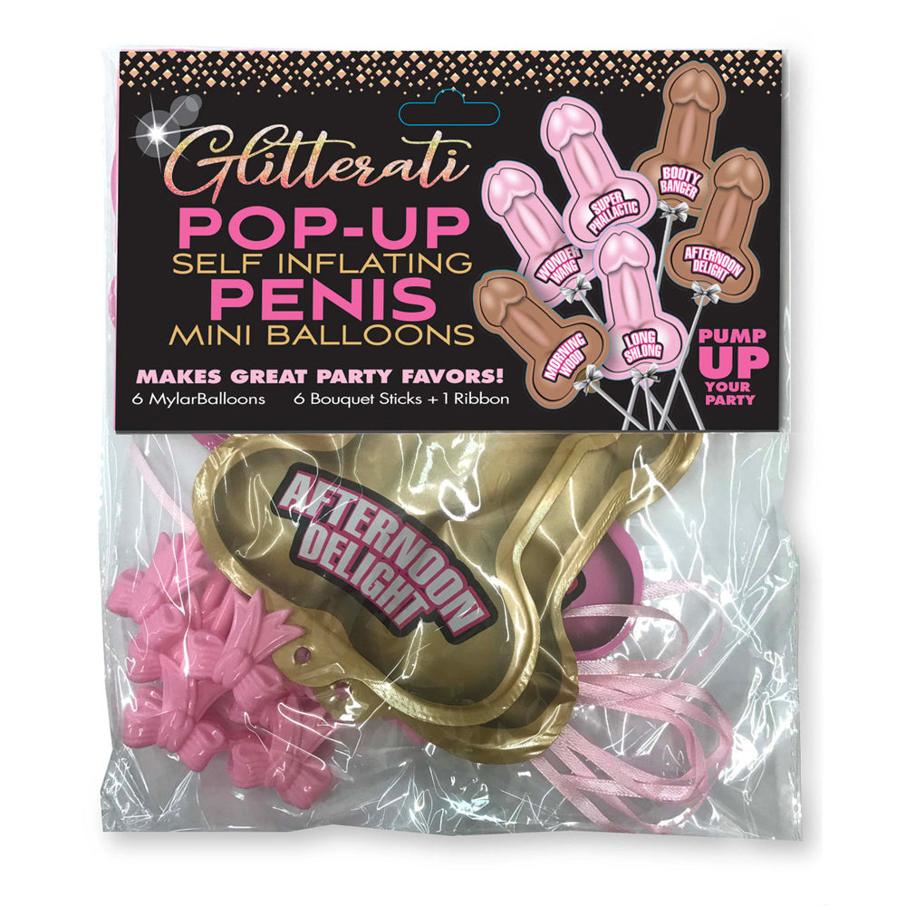 Glitterati Penis Pop up Balloons 6 Pack