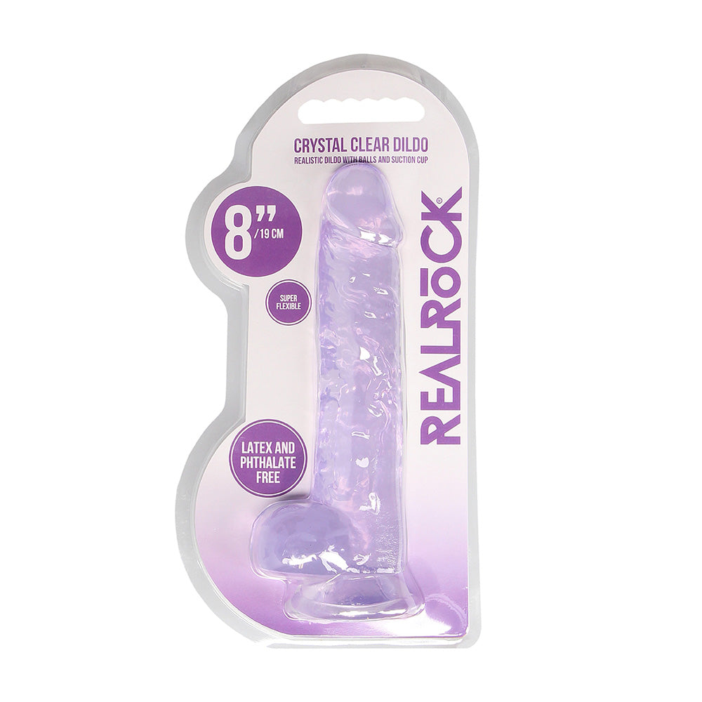 Realrock 8" Realistic Dildo With Balls- Various Colors