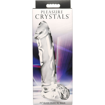Pleasure Crystals 7.1" Glass Dildo With Balls