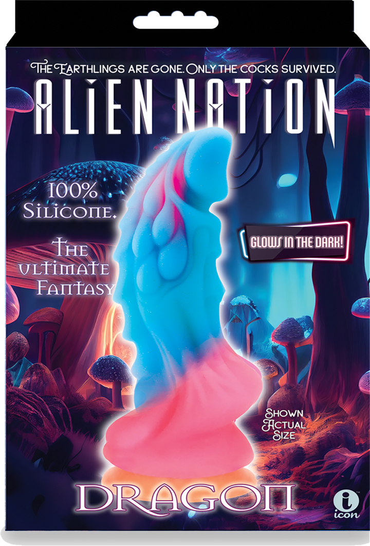 Alien Nation Glow Dragon Silicone Glow in the Dark Creature Dildo - Multicolor