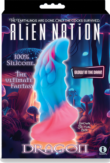 Alien Nation Glow Dragon Silicone Glow in the Dark Creature Dildo - Multicolor