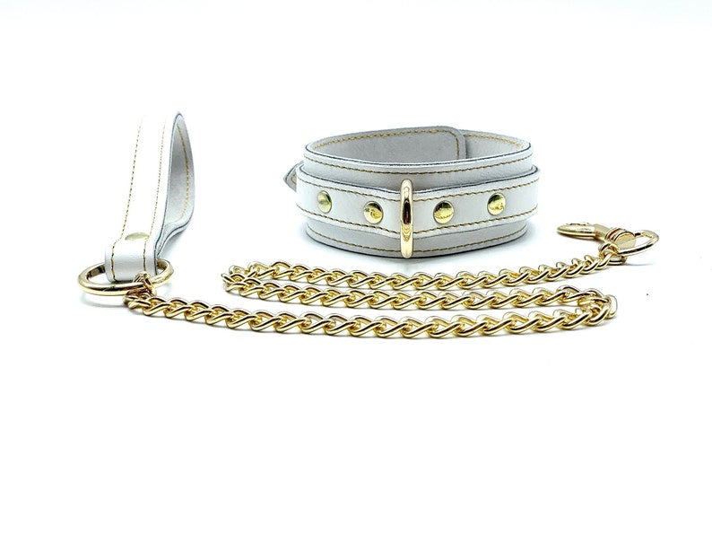 Bondage Kit "Vienna" 8pc BDSM Set, White Bondage Leather Set